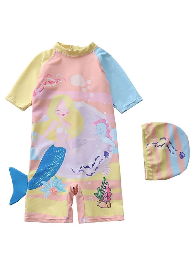 Y&D 2 piece children's swimsuit girl baby one piece surfing suit baby swimming pool girl swimsuit 100-110 cm - Image 1