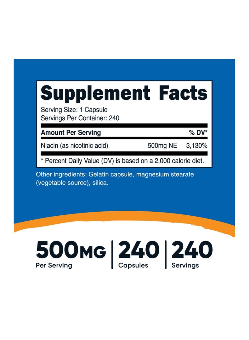 Nutricost Vitamin B3 Niacin Capsules 500 mg, 240 Capsules - Image 4