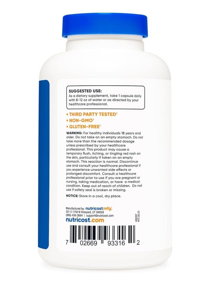 Nutricost Vitamin B3 Niacin Capsules 500 mg, 240 Capsules - Image 3