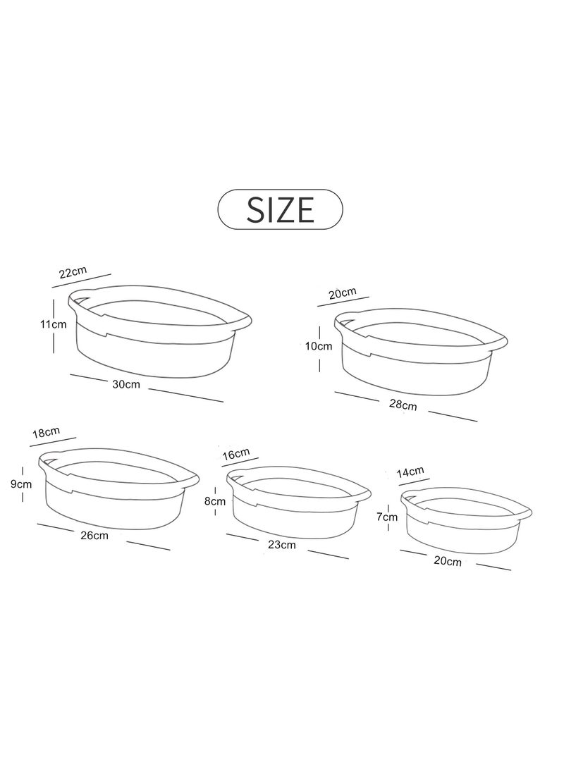 مجموعة من خمس سلال تخزين مصنوعة يدويًا من حبل قطني منسوج، باللونين الأبيض والبني: 30*22*11 سم، 28*20*10 سم، 26*18*9 سم، 23*16*8 سم، 20*14*7 سم - Image 5
