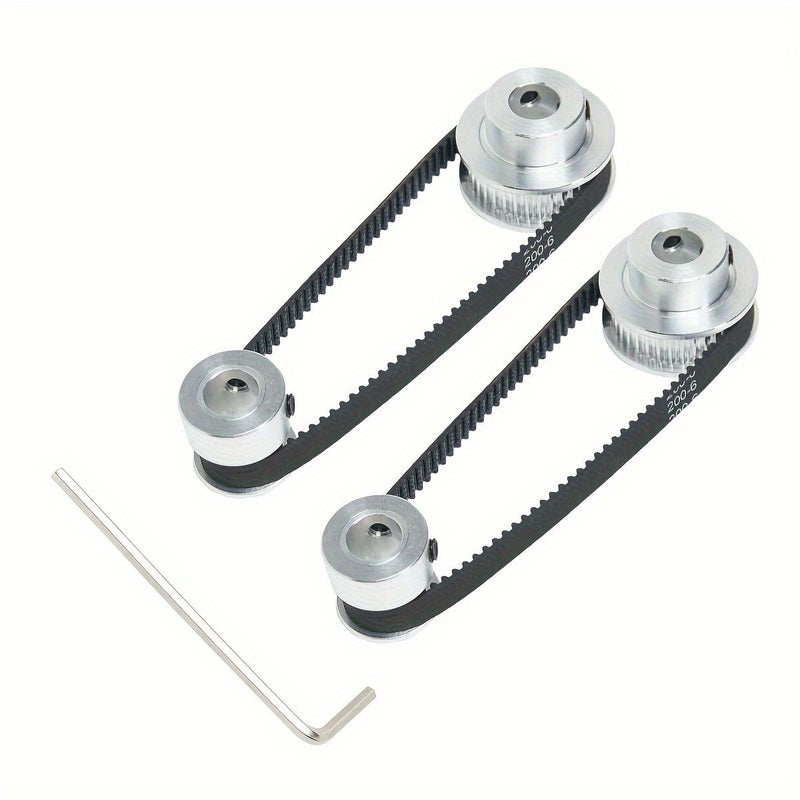 2 Pcs Aluminum Timing Pulleys Set 20 Teeth And 36 Teeth 8mm Bore With 200mm Length 6mm Width Belt - Image 3