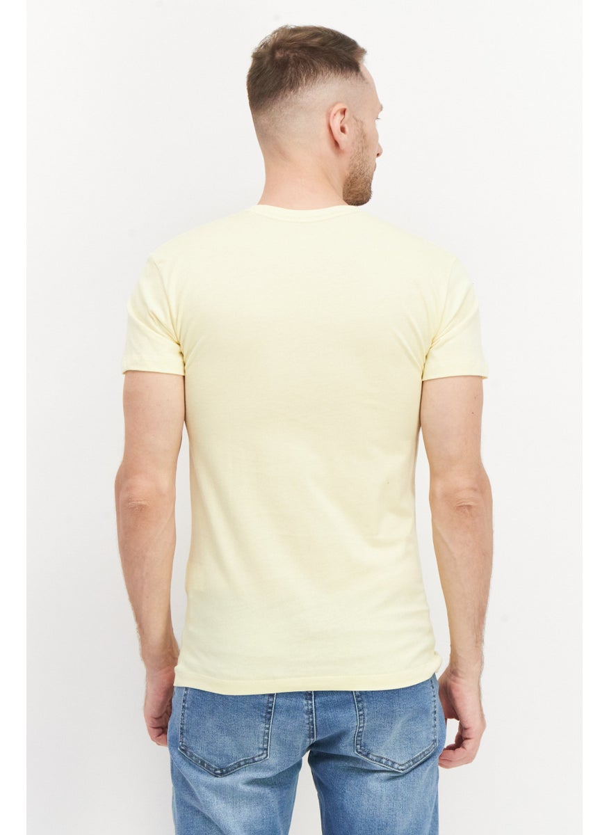 Pepe Jeans - Men Round Neck Short Sleeve Brand Logo T-Shirts, Yellow Combo - Image 1