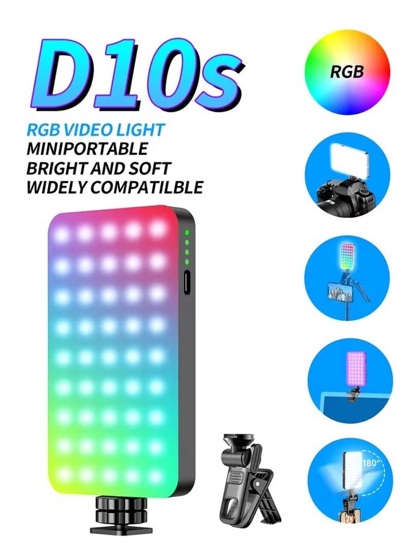JAJEEK D10S 129 LED RGB Video Light – 360° Full Color Portable LED Camera Light, 3000mAh Rechargeable Battery, CRI 95+, 2500K–9000K Adjustable, Mini Pocket Fill Light with Type-C Charging for Photography, Video, and Vlogging - Image 1