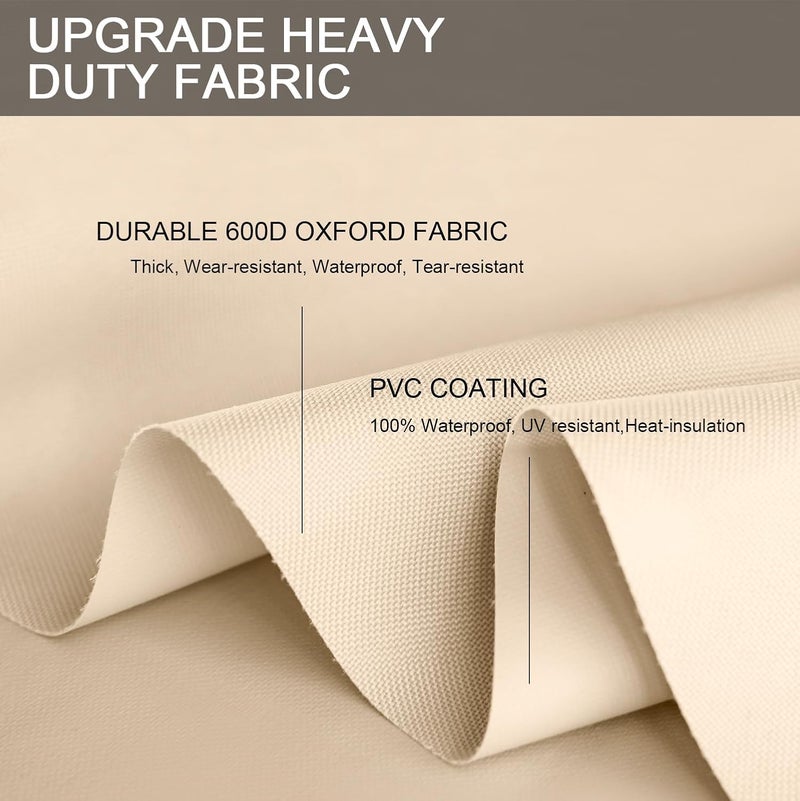 CKCLUU Patio Furniture Set Covers Waterproof Patio Conversation Sets Cover Outdoor Sectional Sofa Couch Cover Outside Dining Set Table and chairs Covers Heavy Duty 600D 111" L x 74" W x 28" H Beige - Image 3