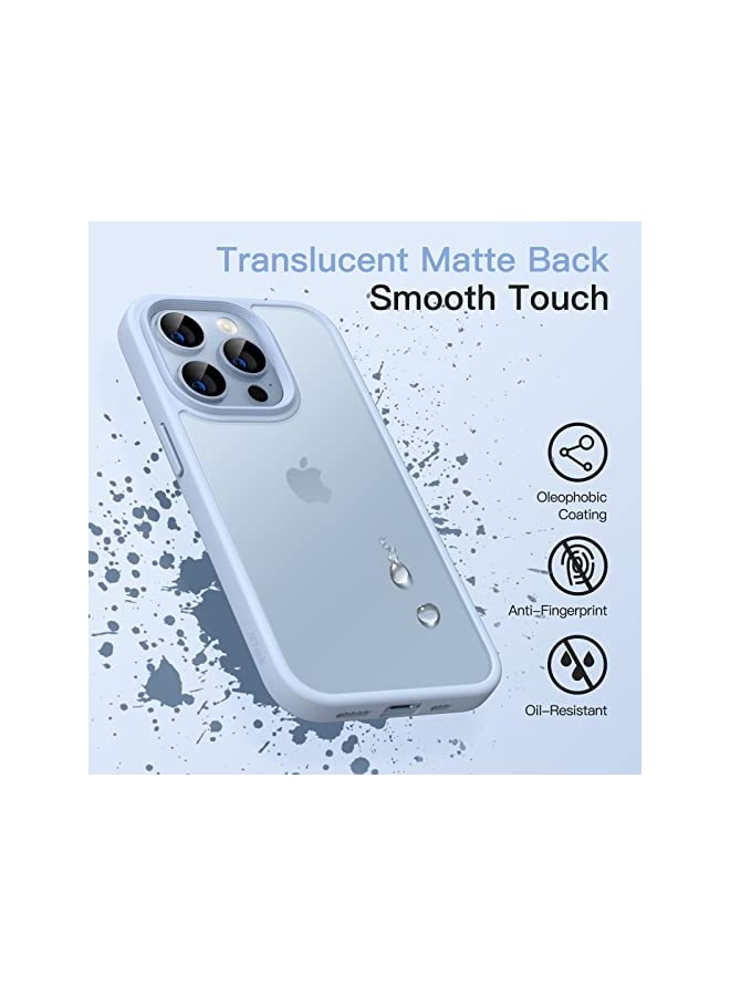 Jetech جراب غير لامع لهاتف iPhone 13 Pro Max مقاس 6.7 بوصة، حماية من الصدمات والسقوط بدرجة عسكرية، غطاء خلفي شفاف غير لامع للهاتف، مضاد لبصمات الأصابع (أزرق سماوي) - Image 5