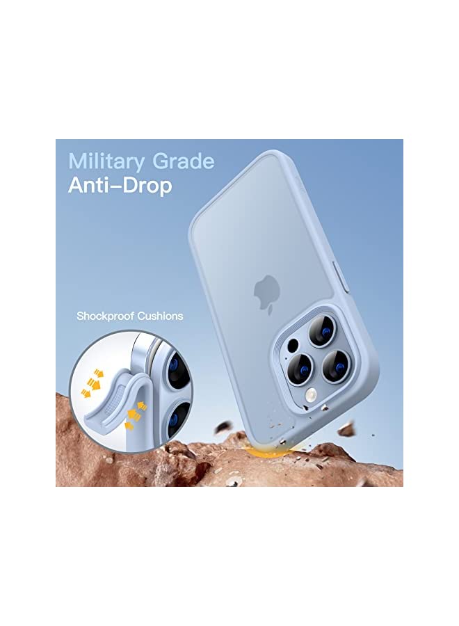 Jetech جراب غير لامع لهاتف iPhone 13 Pro Max مقاس 6.7 بوصة، حماية من الصدمات والسقوط بدرجة عسكرية، غطاء خلفي شفاف غير لامع للهاتف، مضاد لبصمات الأصابع (أزرق سماوي) - Image 3
