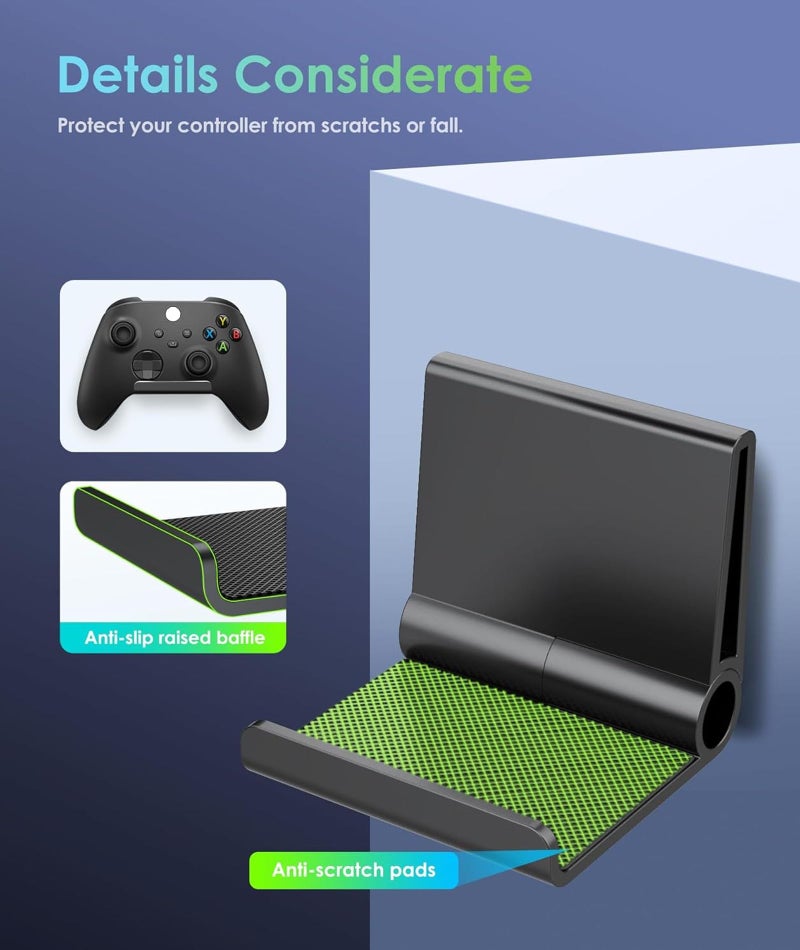 6amLifestyle 4 Pack Foldable Controller Wall Mount Holder, Xbox Controller Stand , Compatible with Xbox Switch, Adhesive/Screw,Remote Accessories, Keyboard Holder,Wall Mount Storage, Headphone & Headset Hanger - Image 4