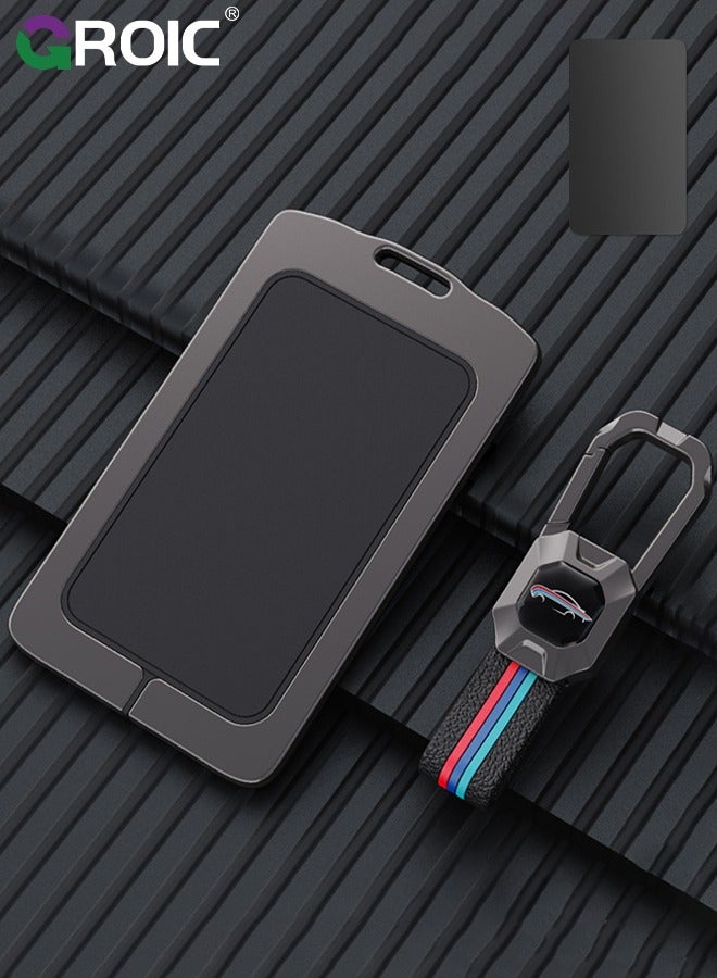 GROIC Fit for BMW Digital Key Card Cover with Keychain, Zinc Alloy and Silicone Car Key Shell Case for BMW 5 Series 535LE New 3 Series X7 IX3 8 Series X5 530LI, BMW Accessories Key Protector Key Holder - Image 1