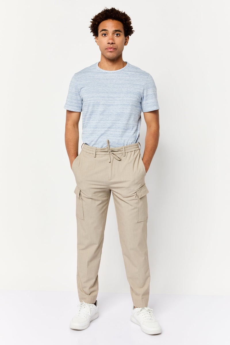 Celio Men Regular Fit Plain Cargo Pants, Beige - Image 2