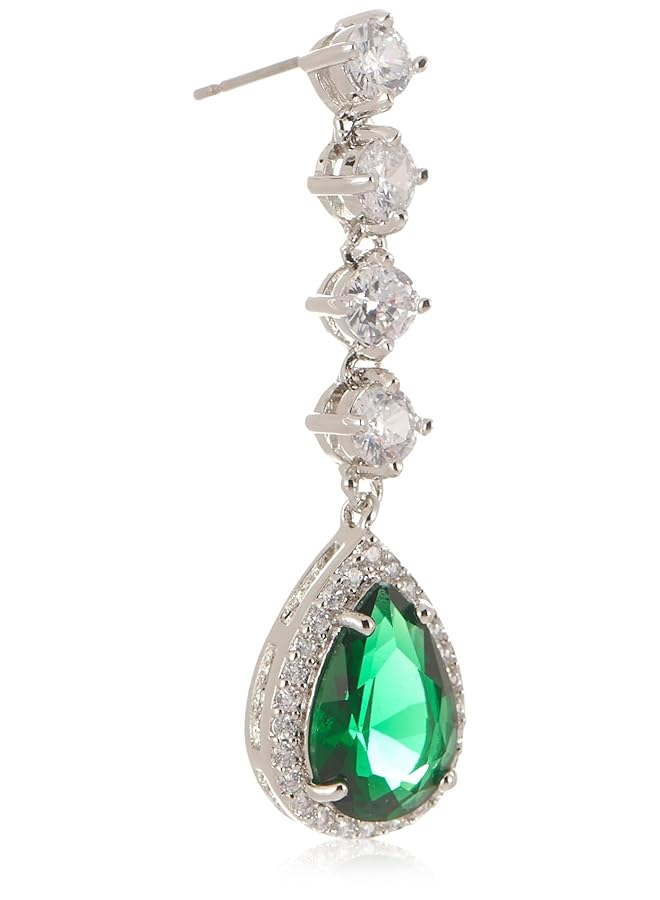 الدو أقراط نسائية متدلية فضية خضراء داكنة 13403713 - Image 2