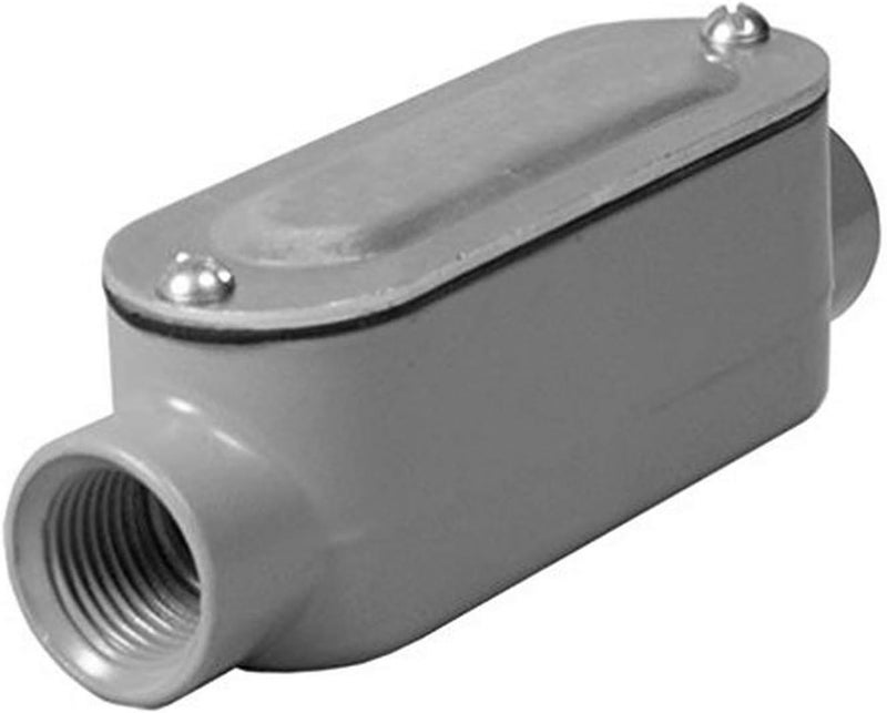 RLC100 Threaded C Type Conduit Body, Die Cast Aluminum, Stamped Steel Cover, 1-Inch,Gray