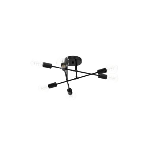 Bosceos Modern Sputnik Chandelier 6-Light Industrial Ceiling Lights Fixture 22" Black Semi Flush Mount Ceiling Light with E26 Base Sputnik Lights Fixture for Dining Room Bedroom Foyer Hallway Living Room - Image 4