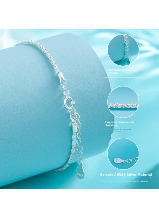 Manhe S925 Silver Crushed Silver Bracelet For Women, Hand Chain elry, Wife's New Year Birthday Gift For Girlfriend - Image 3