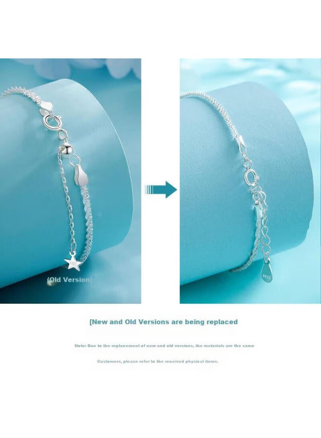 Manhe S925 Silver Crushed Silver Bracelet For Women, Hand Chain elry, Wife's New Year Birthday Gift For Girlfriend - Image 4
