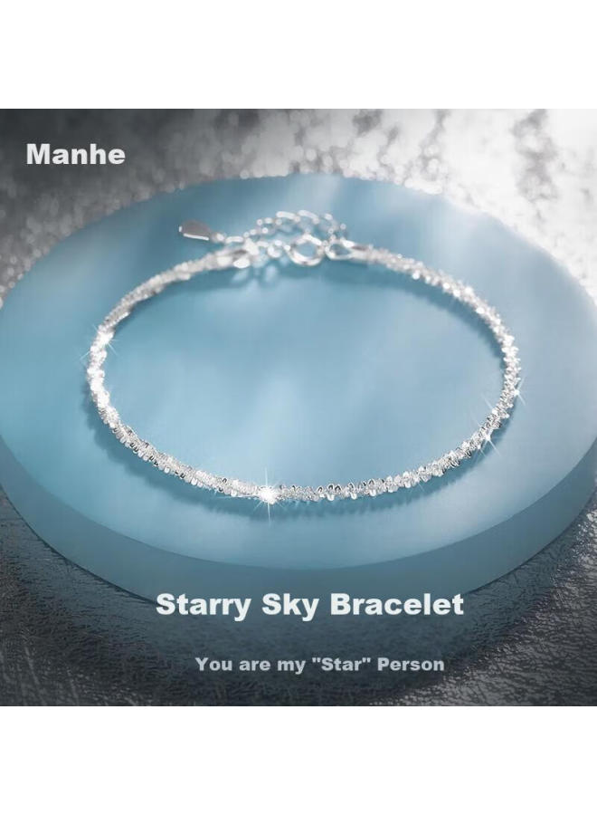 Manhe S925 Silver Crushed Silver Bracelet For Women, Hand Chain elry, Wife's New Year Birthday Gift For Girlfriend - Image 1