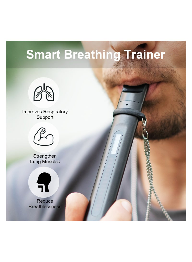SYOSI Breathing Exercise Device, Breathing Lung Recovery Exerciser, Compact Guided Portable Breathing Trainer, Real-time Result Display, Improve Fitness Sleep, Excellent for Athletes Normal People - Image 3