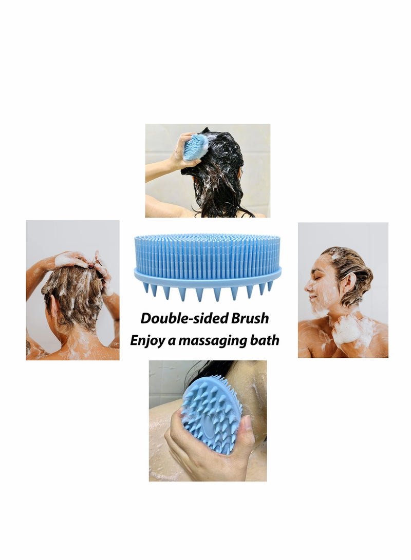 SYOSI Upgrade 2 in 1 Bath and Shampoo Brush Silicone Body Scrubber for Use Shower Exfoliating Premium Loofah Head Scrubber Scalp Massager Brush Wet Dry Easy to Clean - Image 3