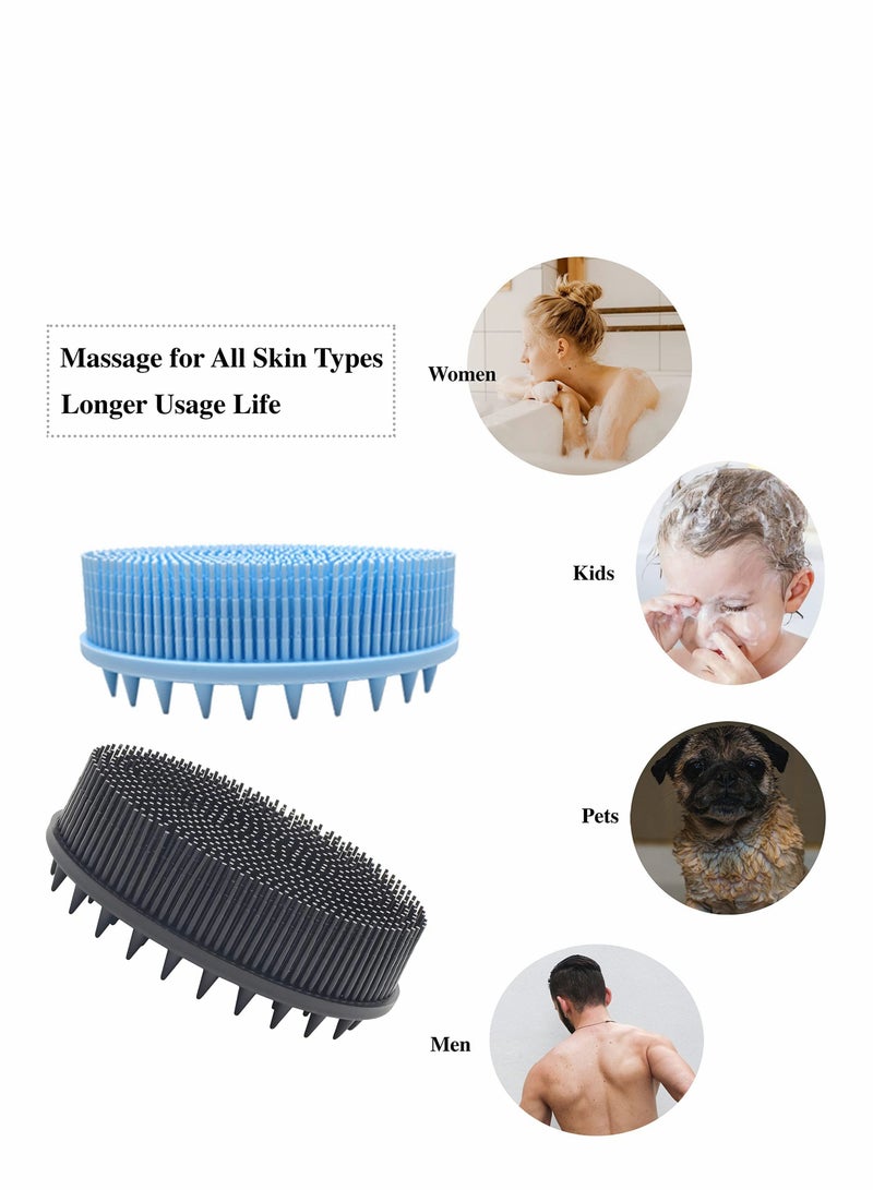 SYOSI Upgrade 2 in 1 Bath and Shampoo Brush Silicone Body Scrubber for Use Shower Exfoliating Premium Loofah Head Scrubber Scalp Massager Brush Wet Dry Easy to Clean - Image 2