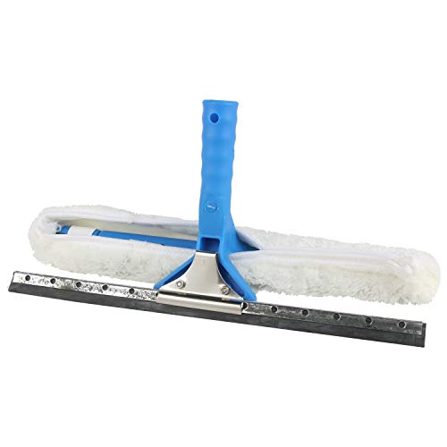 TARGET HYGIENE Cleaning Combi Mop Head Blue (2 in 1)| Window Cleaner Tool - 2 in 1 Glass Washer Kit- Microfiber Washing Head- Rubber Hand Squeegee | 35 cm Glass Wiper Set (White, Medium) - Image 4