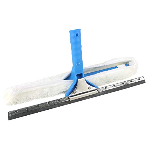 TARGET HYGIENE Cleaning Combi Mop Head Blue (2 in 1)| Window Cleaner Tool - 2 in 1 Glass Washer Kit- Microfiber Washing Head- Rubber Hand Squeegee | 35 cm Glass Wiper Set (White, Medium) - Image 5