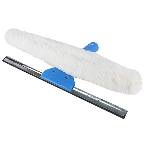 TARGET HYGIENE Cleaning Combi Mop Head Blue (2 in 1)| Window Cleaner Tool - 2 in 1 Glass Washer Kit- Microfiber Washing Head- Rubber Hand Squeegee | 35 cm Glass Wiper Set (White, Medium) - Image 2