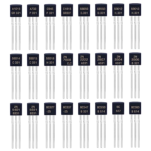 ALLECIN 24 Values BJT Transistor Kit A1015 A733 C945 C1815 S8050 S8550 S9012 S9013 S9014 S9015 S9018 2N7000 2N2222 2N2907 2N3904 2N3906 2N5401 2N5551 BC327 BC337 BC547 BC550 BC557 BC560 Transistors - Image 2