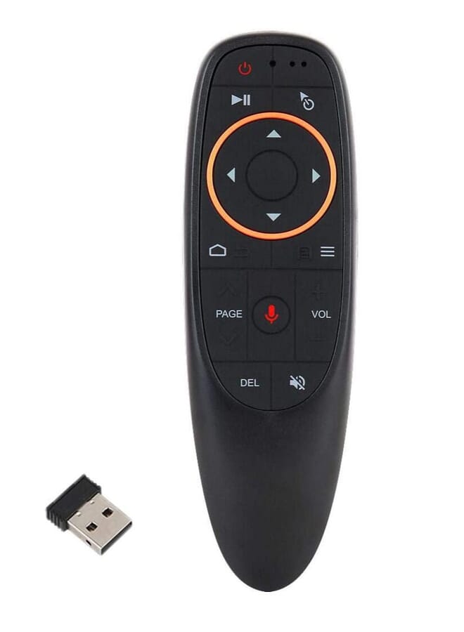 درعية جهاز تحكم عن بعد لاسلكي بتردد 2.4 جيجا هرتز مع تحكم صوتي لصندوق تلفزيون أندرويد أسود - Image 1