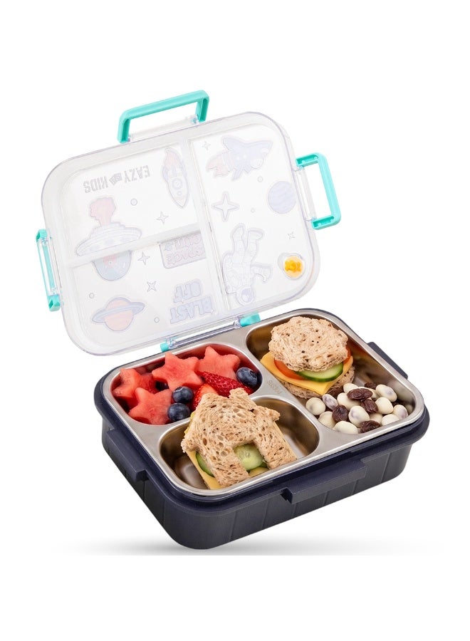 Eazy Kids صندوق غداء إيازي كيدز المخصص من الستانلس ستيل بثلاثة أقسام - مساحة 800 مل - أزرق - Image 5