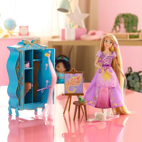 Disney store دمية رابونزل الرسمية من متجر ديزني مجموعة خزانة الماكياج تشمل دمية بفستانها الأميري الأرجواني باسكال وإكسسوارات أخرى مثالية لعشاق ألعاب الأميرات - Image 5