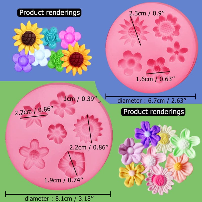 CNYMANY 5 Pcs Bumble Bee and Flower Fondant Molds  CNYMANY Handmade Silicone Honeycomb Baking Chocolate Molds for Birthday Party Decoration DIY Cake Topper Candy Cookies Polymer Clay Crafting Project - Image 3