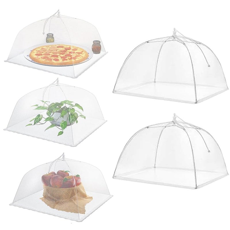 QOZARY QOZARY Food Cover Tents PopUp Mesh Food Covers Tent Umbrella Reusable and Collapsible Screen Net Protectors for Outdoors Parties Picnics BBQs Keep Out Flies Bugs Mosquitoes 17 inch Pack of 5  - Image 1