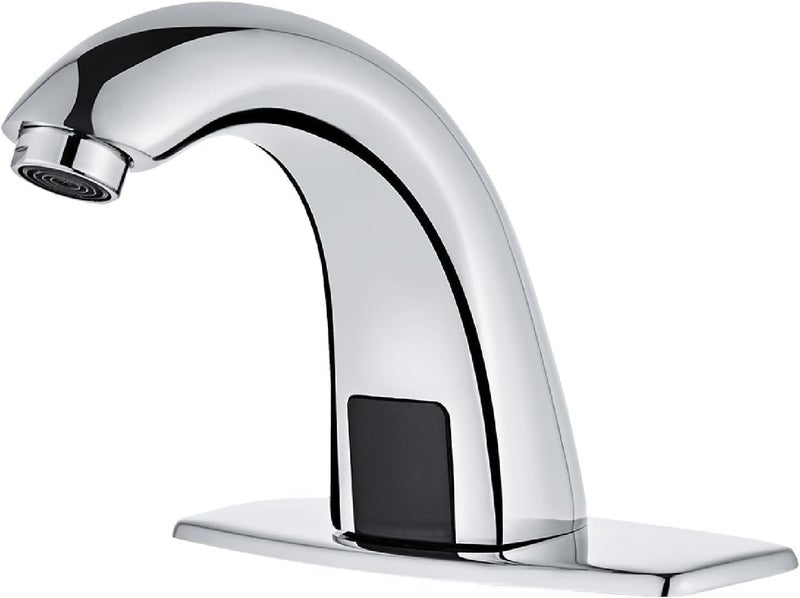 LUXICE Touchless Bathroom Sink Faucet - Automatic Motion Sensor Faucet - Battery Opertated for Commercial Lavatory, Chrome - Image 1