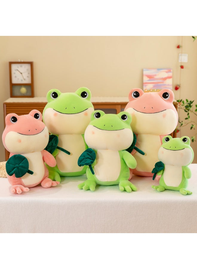 Lotus Leaf Frog Plush Toy Cute Little Jumping Frog Doll Pillow Birthday Gift Small Toy Wholesale-Specifications:28cm-Color:Pink - Image 2