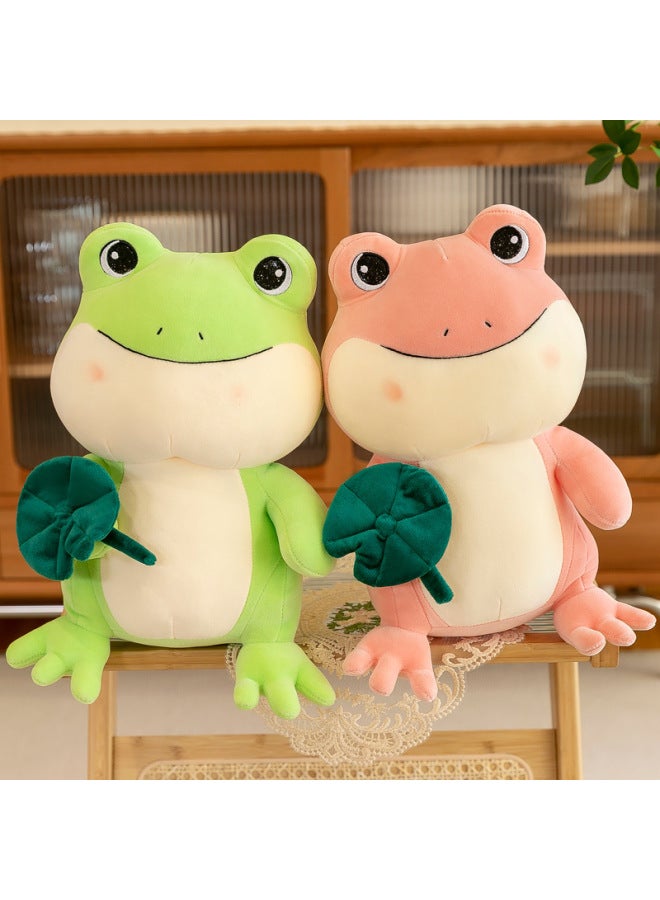 Lotus Leaf Frog Plush Toy Cute Little Jumping Frog Doll Pillow Birthday Gift Small Toy Wholesale-Specifications:28cm-Color:Pink - Image 1