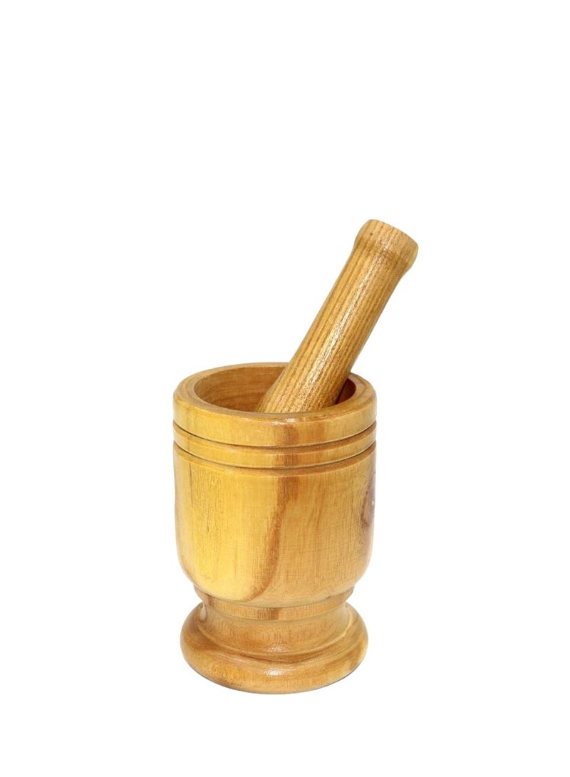 Brown mortar for grinding garlic