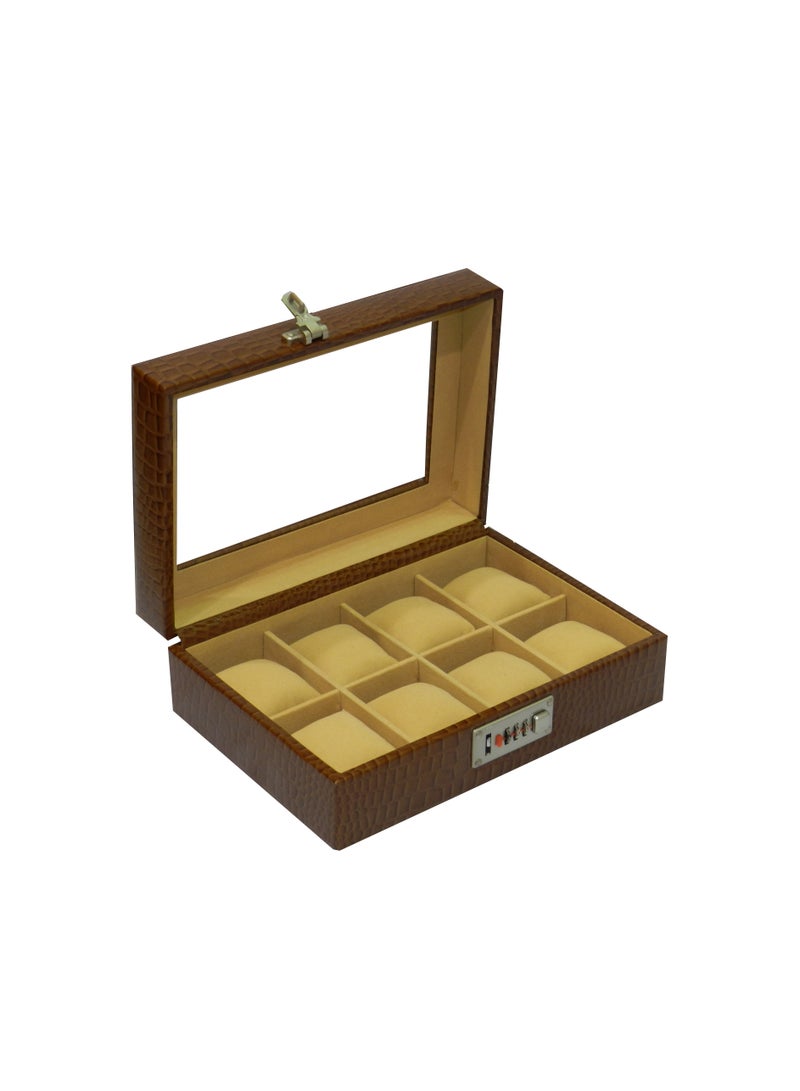 LAVERI LEATHER Laveri Watch Box for Men Women (08 Slots), Premium  Leather Watch Case  Organizer with Crystal Glass Top, Removable Pillow - Image 5
