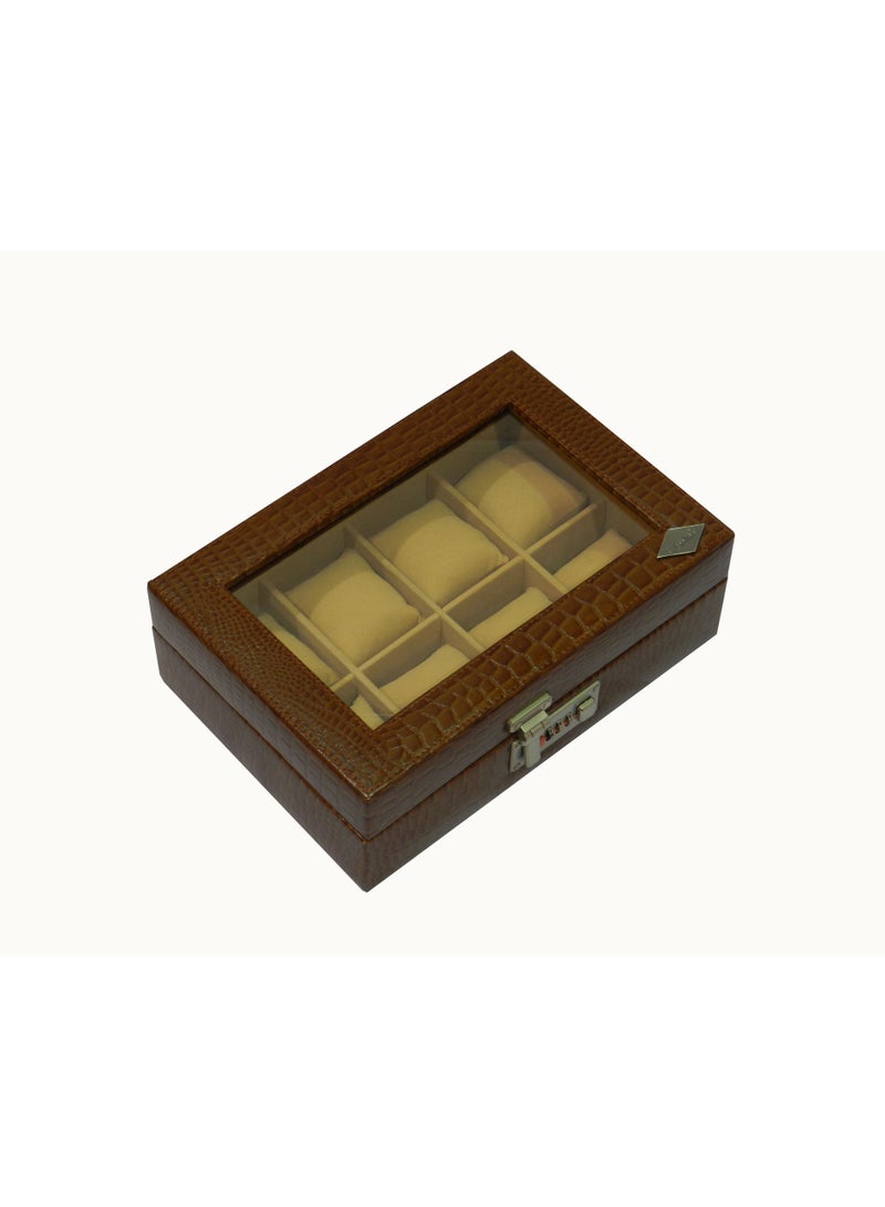 LAVERI LEATHER Laveri Watch Box for Men Women (08 Slots), Premium  Leather Watch Case  Organizer with Crystal Glass Top, Removable Pillow - Image 4