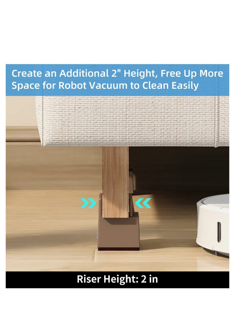 NIBEMINENT 2 inch Bed Risers with Adjustable Screw Clamp, 4 Pack Lifts for Recliners Table Sofa Chairs Fit 0 to 2" Furniture Leg Thickness Support 5000 LBS Per Heavy Duty Brown  - Image 2