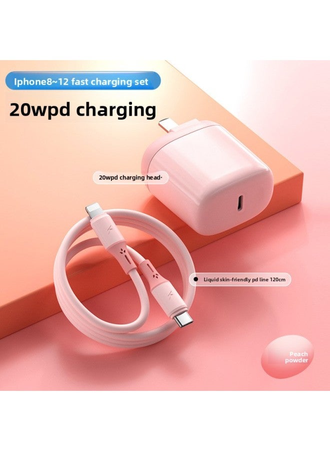 20W Macaroon Folding Feet USB + PD Charger For Apple Huawei Charger PD Fast Charging Line Package 