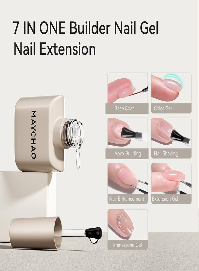 MAYCHAO 15ML Black Builder Strengthener Gel Nail Polish 7 in 1 for Nail Extension, Hard Gel Base Rhinestone for Nail Art Starter Manicure Home, 0.5 OZ-04 - Image 3