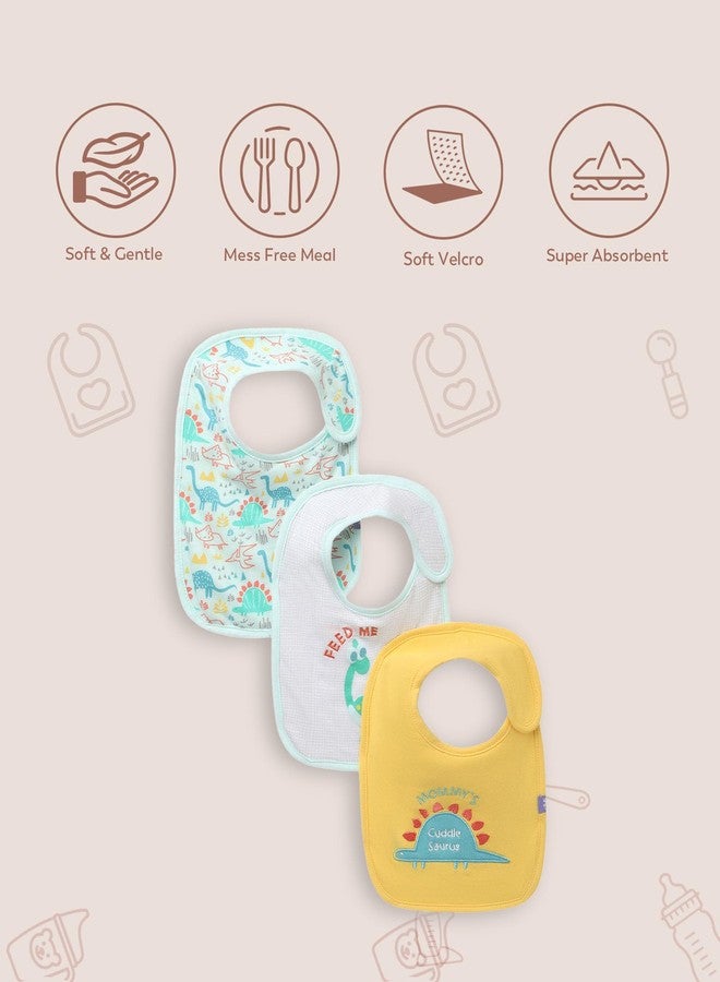 Mi Arcus Feeding, Drool Bibs with Velcro Closure for Baby Boys, Girls, Newborns, and Toddlers,0-3 Months,Cotton,Gifting/Pack of 3 - Image 2