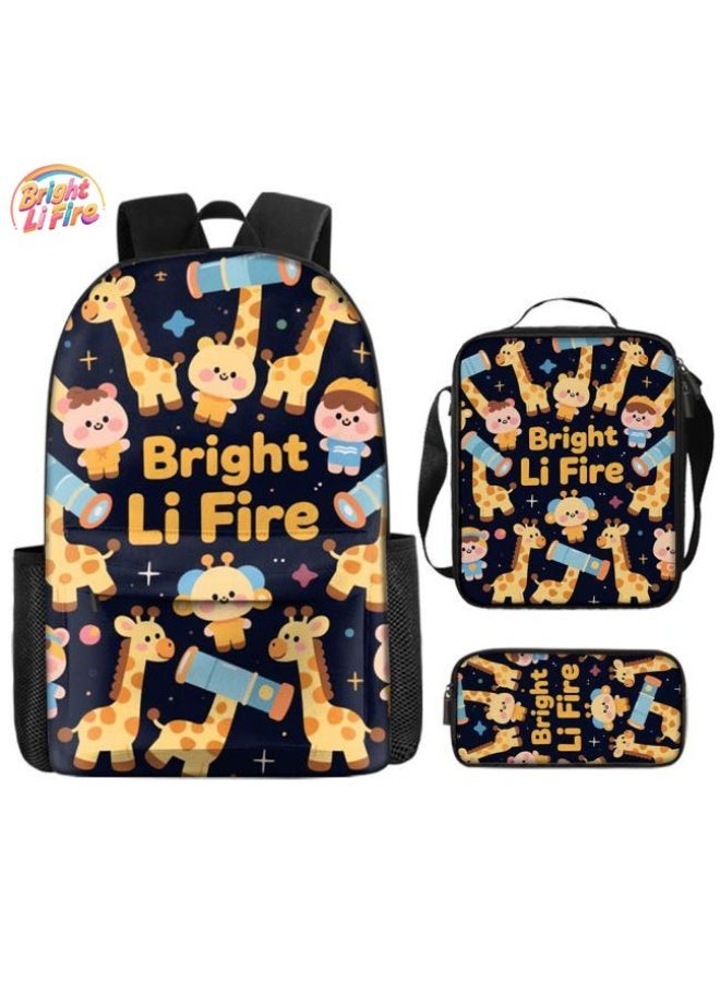 واضح من النار حقيبة كرتونية من ثلاث قطع، يسهل التعامل معها في مناسبات مختلفة (متوفرة للطلاب والأطفال والأصدقاء في النزهايات وتسلق الجبال والتعليم المدرسي وما إلى ذلك) | الكتفين + حقائب اليد + حقائب القرطاسية | موسم العودة إلى المدرسة / هدايا المهرجان - 98 - Image 1