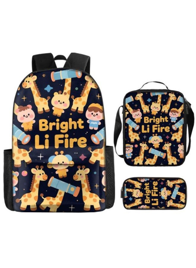 واضح من النار حقيبة كرتونية من ثلاث قطع، يسهل التعامل معها في مناسبات مختلفة (متوفرة للطلاب والأطفال والأصدقاء في النزهايات وتسلق الجبال والتعليم المدرسي وما إلى ذلك) | الكتفين + حقائب اليد + حقائب القرطاسية | موسم العودة إلى المدرسة / هدايا المهرجان - 98 - Image 2