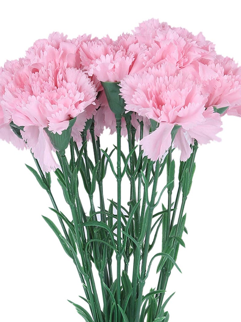 Fourwalls Artificial Synthetic Single Carnation Flower Stick 45 cm Tall Set of 20 LightPink - Image 4