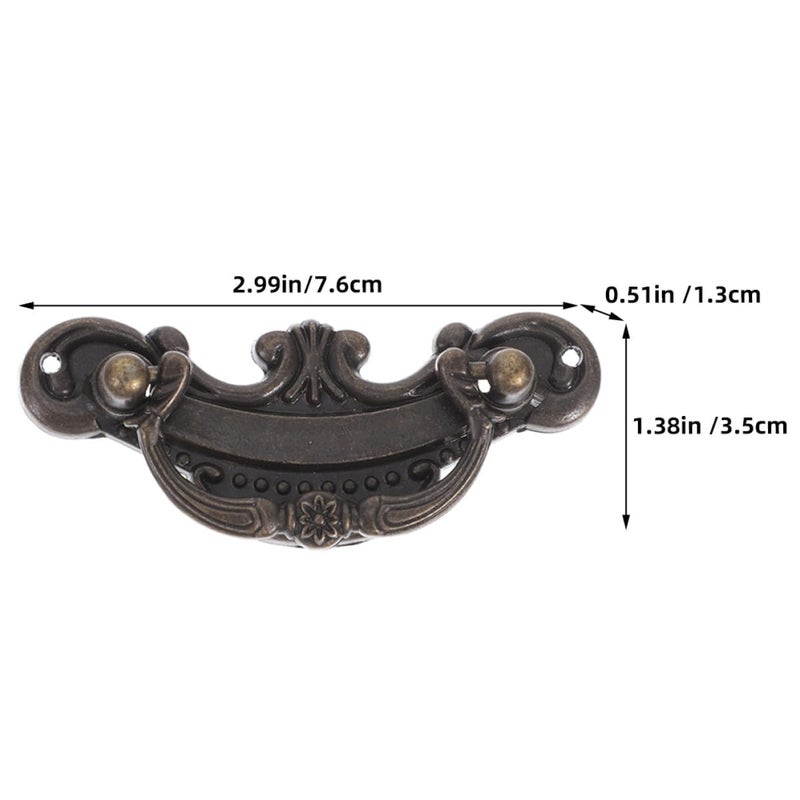 Vintage Antique Bronze Cabinet Drawer Pulls 5 Pcs Medium Size Metal Furniture Handles - Image 3