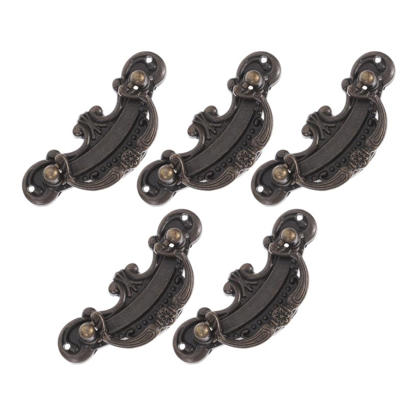 Vintage Antique Bronze Cabinet Drawer Pulls 5 Pcs Medium Size Metal Furniture Handles - Image 2