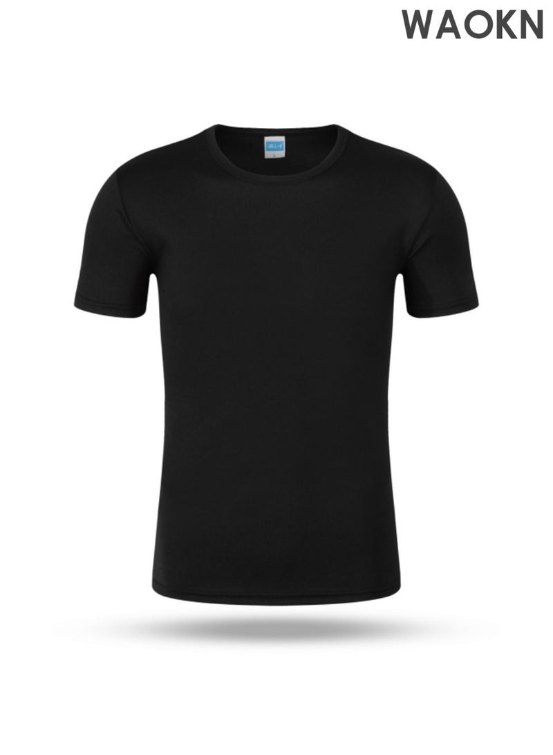 WAOKN Men's 5-piece T-shirt set, quick drying sports T-shirt, men's round neck T-shirt summer basic style, quick drying moisture absorbing T-shirt, sports running gym exercise short sleeved T-shirt loose, sports casual short sleeved. - Image 3