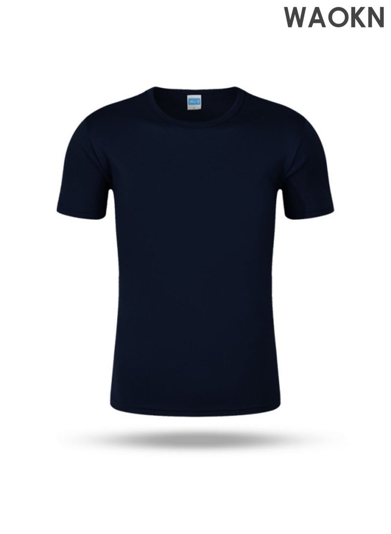 WAOKN Men's 5-piece T-shirt set, quick drying sports T-shirt, men's round neck T-shirt summer basic style, quick drying moisture absorbing T-shirt, sports running gym exercise short sleeved T-shirt loose, sports casual short sleeved. - Image 2