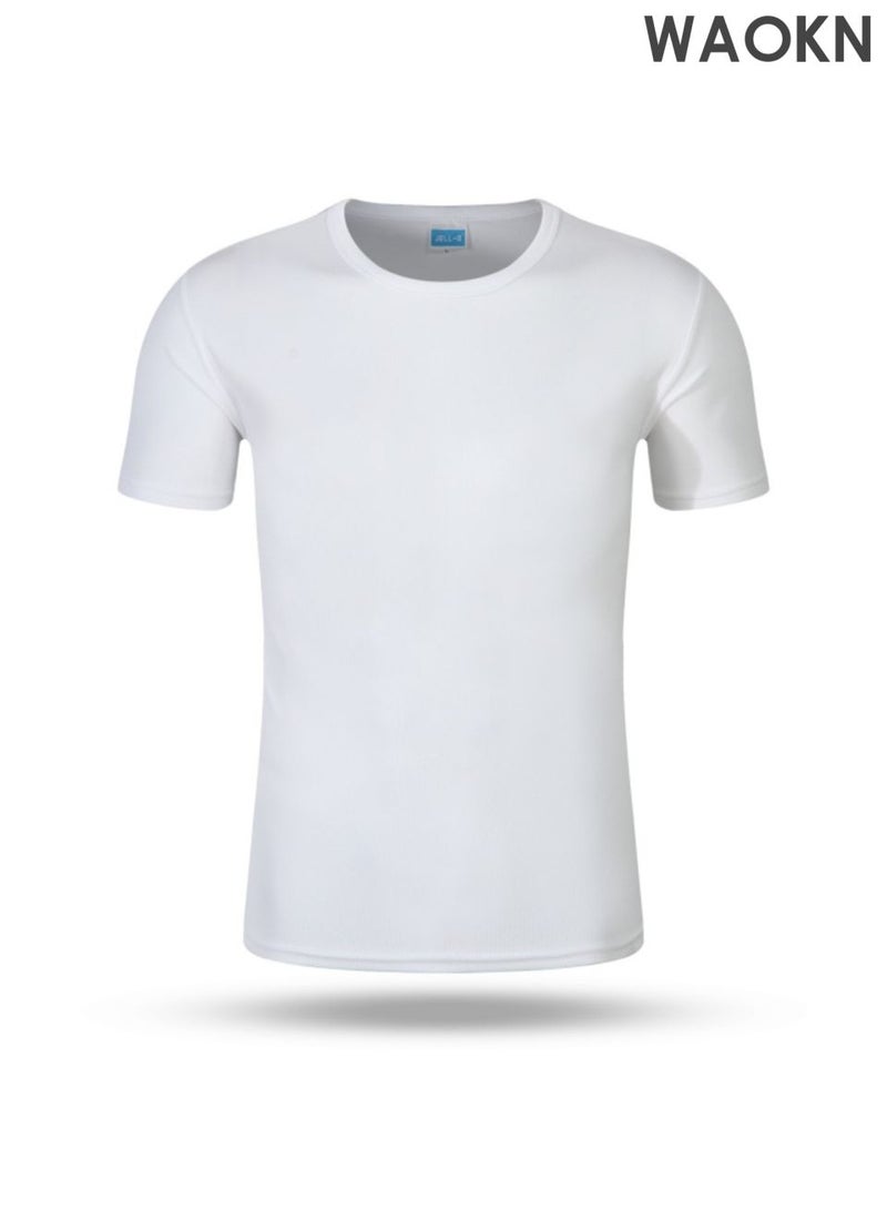 WAOKN Men's 5-piece T-shirt set, quick drying sports T-shirt, men's round neck T-shirt summer basic style, quick drying moisture absorbing T-shirt, sports running gym exercise short sleeved T-shirt loose, sports casual short sleeved. - Image 5