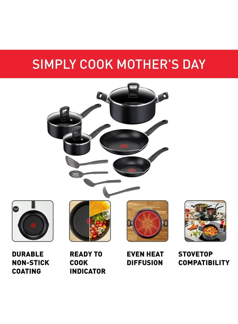 T-FAL Simply Cook 12-Piece Cookware Set, Black - Image 4